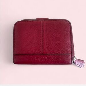 Coach Small Red Leather Zip Around Wallet